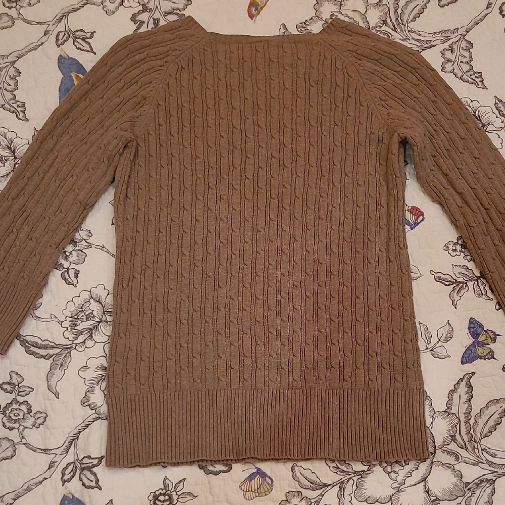GAP Taupe Cable Knit 3/4 Sleeve Sweater - Picture 3 of 8